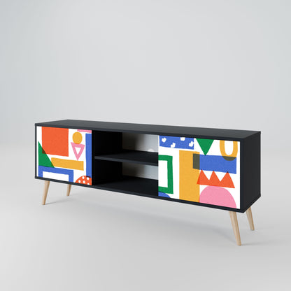 GEOMETRIC GLIMMER 2-Door TV Stand in Black Finish