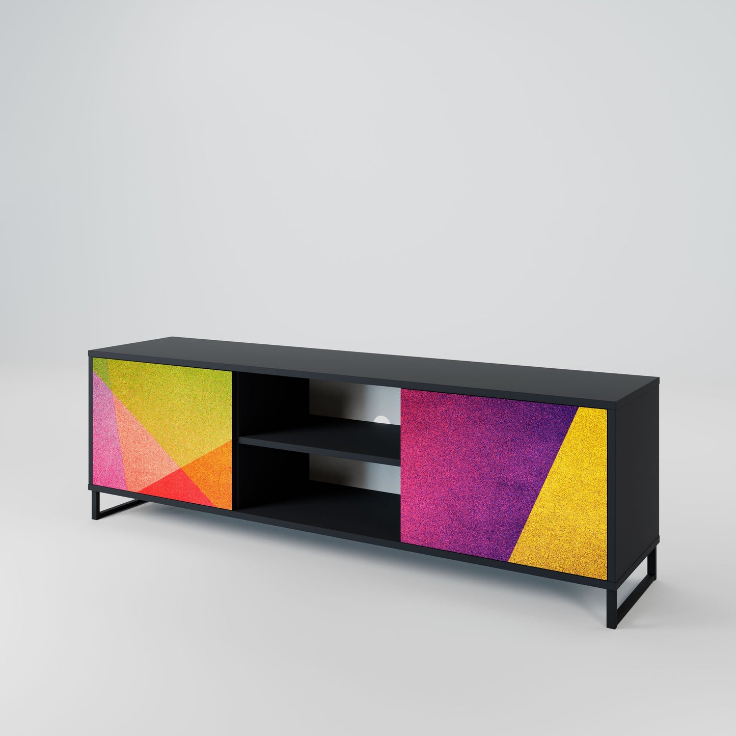 VIVID GEOMETRY 2-Door TV Stand in Black Finish
