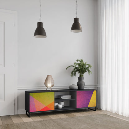 VIVID GEOMETRY 2-Door TV Stand in Black Finish