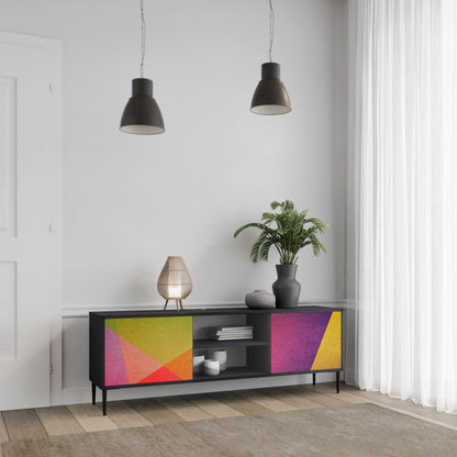 VIVID GEOMETRY 2-Door TV Stand in Black Finish