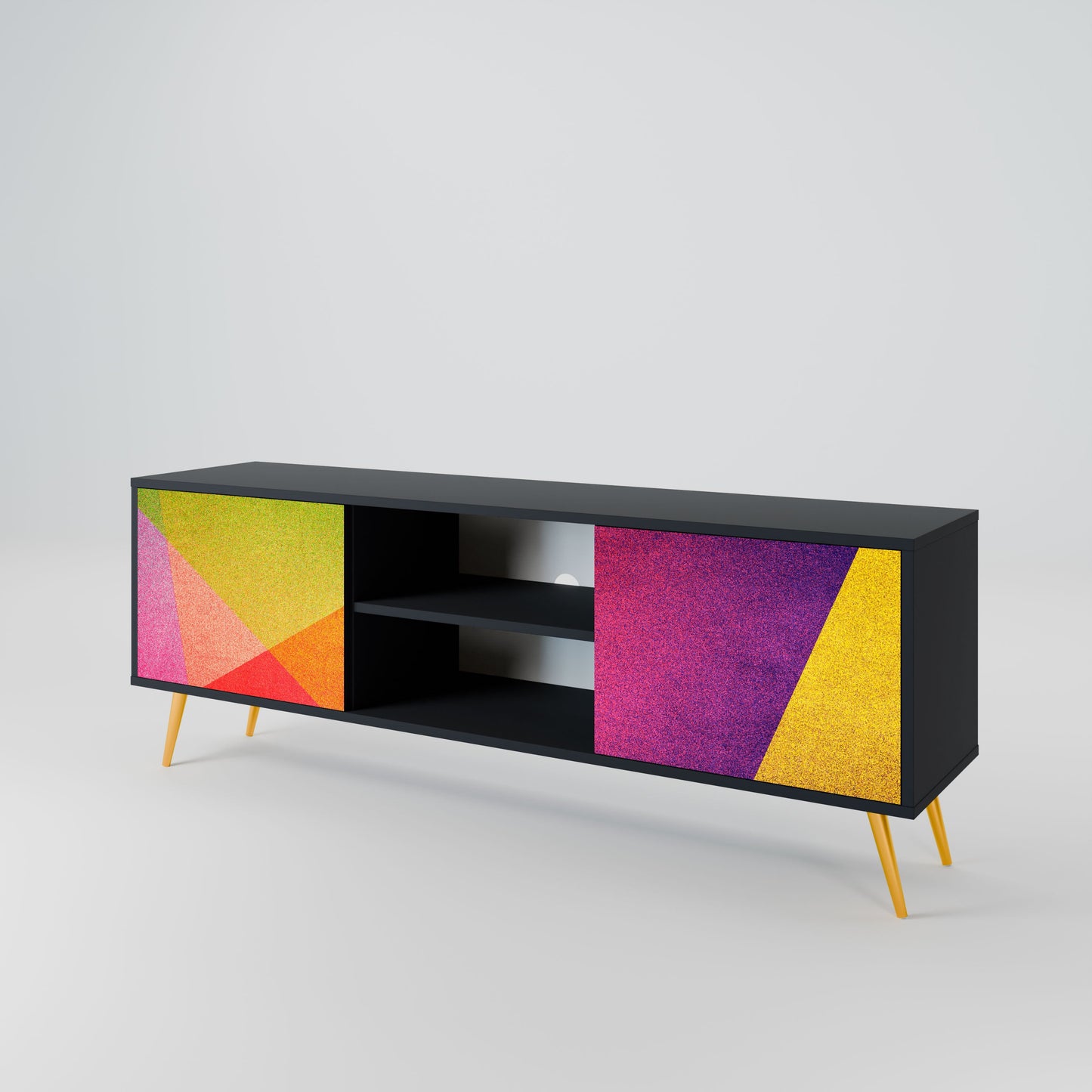VIVID GEOMETRY 2-Door TV Stand in Black Finish
