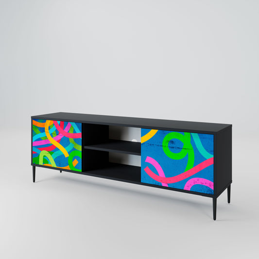 STREAMER TANGLE 2-Door TV Stand in Black Finish