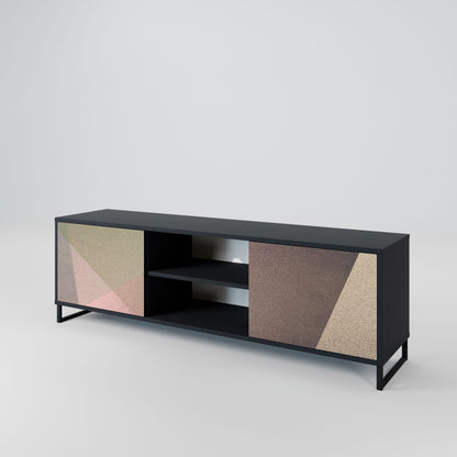 BEIGE GEOMETRY 2-Door TV Stand in Black Finish
