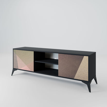 BEIGE GEOMETRY 2-Door TV Stand in Black Finish
