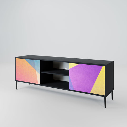 BRIGHT GEOMETRY 2-Door TV Stand in Black Finish