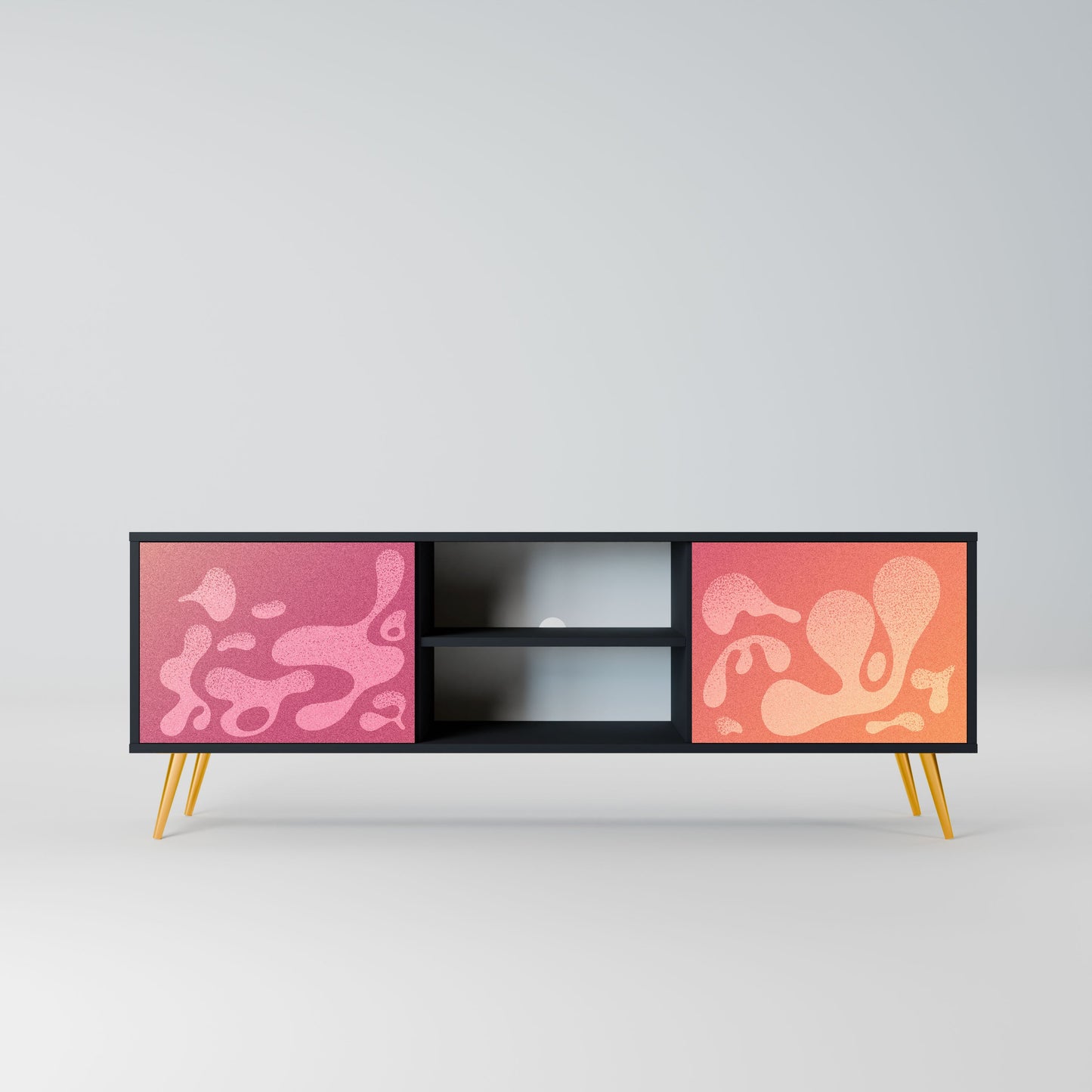 IRREGULAR PINK 2-Door TV Stand in Black Finish