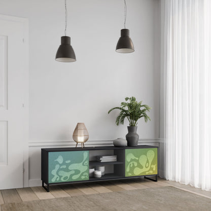 IRREGULAR BLUE 2-Door TV Stand in Black Finish