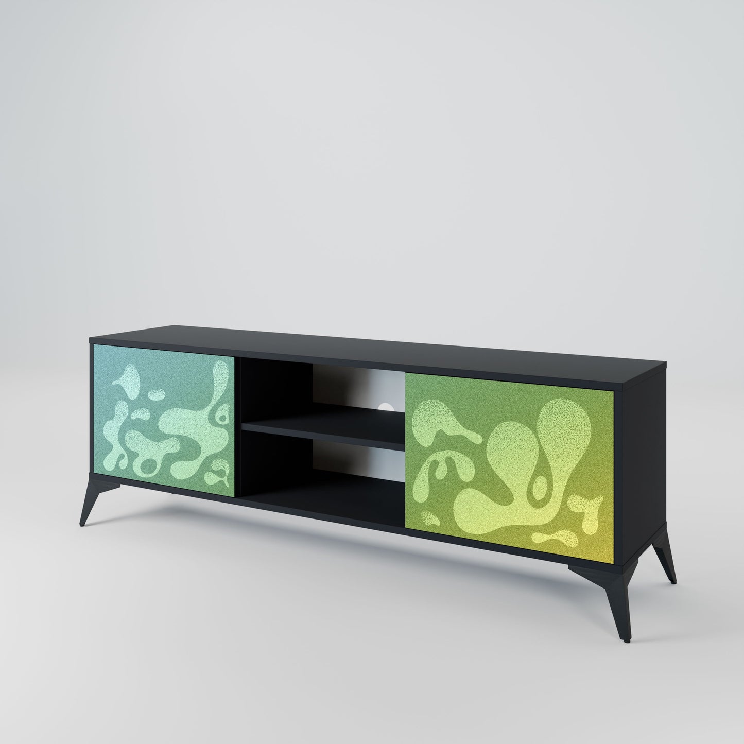 IRREGULAR BLUE 2-Door TV Stand in Black Finish