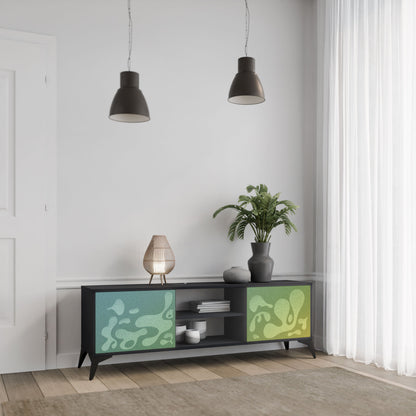 IRREGULAR BLUE 2-Door TV Stand in Black Finish