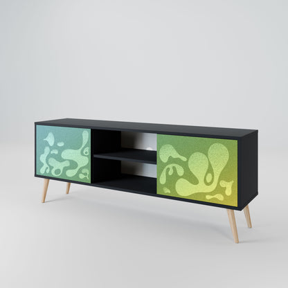 IRREGULAR BLUE 2-Door TV Stand in Black Finish