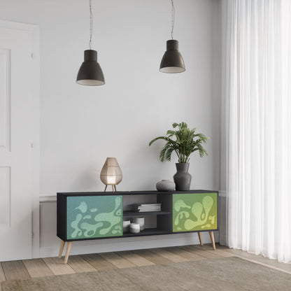 IRREGULAR BLUE 2-Door TV Stand in Black Finish