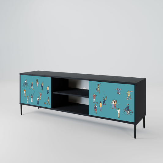 COLLECTIVE STREAM 2-Door TV Stand in Black Finish