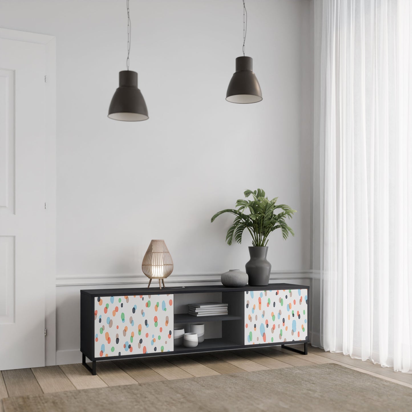 ENERGETIC SPOTS Mobile TV a 2 ante in finitura nera