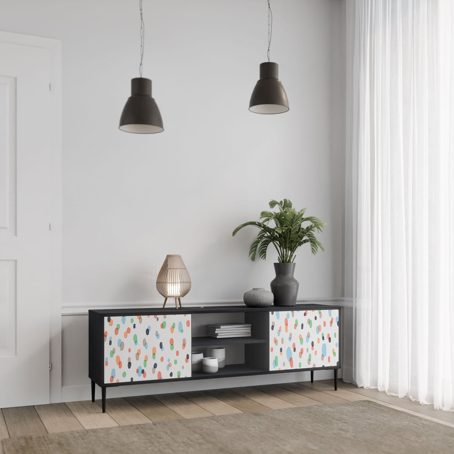 ENERGETIC SPOTS Mobile TV a 2 ante in finitura nera
