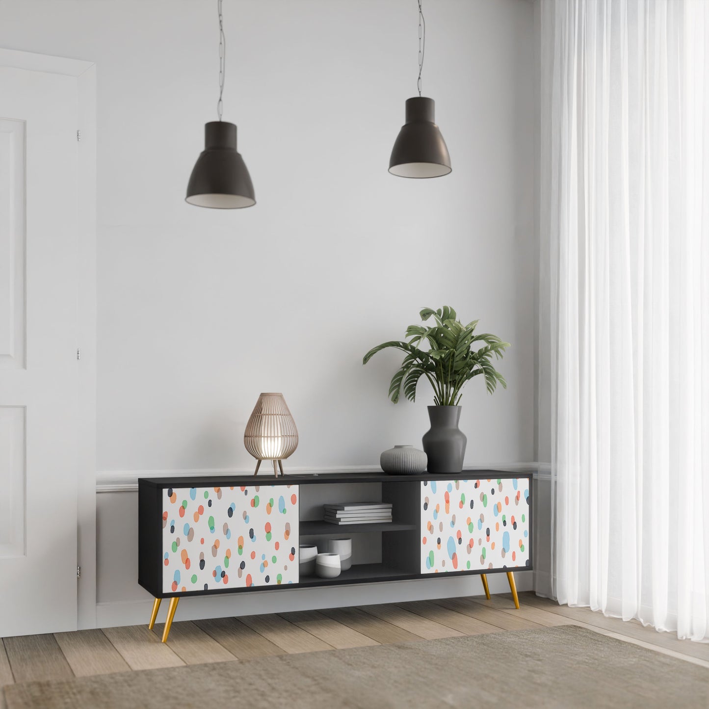 ENERGETIC SPOTS Mobile TV a 2 ante in finitura nera