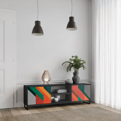 MAKESHIFT ARTISTRY 2-Door TV Stand in Black Finish