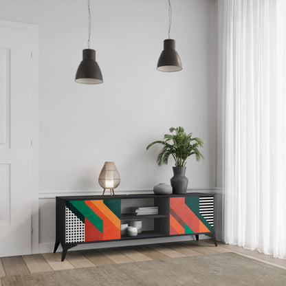 MAKESHIFT ARTISTRY 2-Door TV Stand in Black Finish