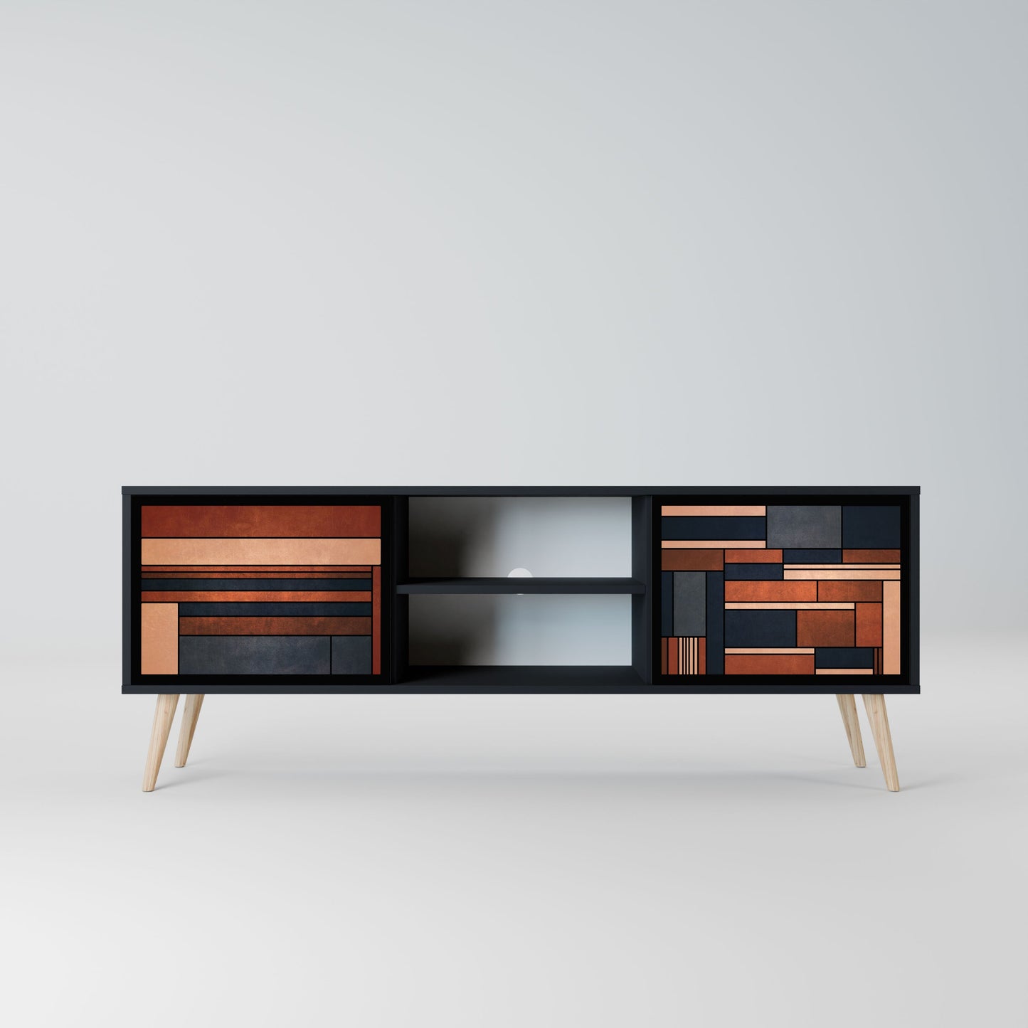 INTREPID FORMATION 2-Door TV Stand in Black Finish