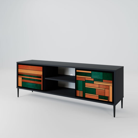 EARTHY FIGURES 2-Door TV Stand in Black Finish