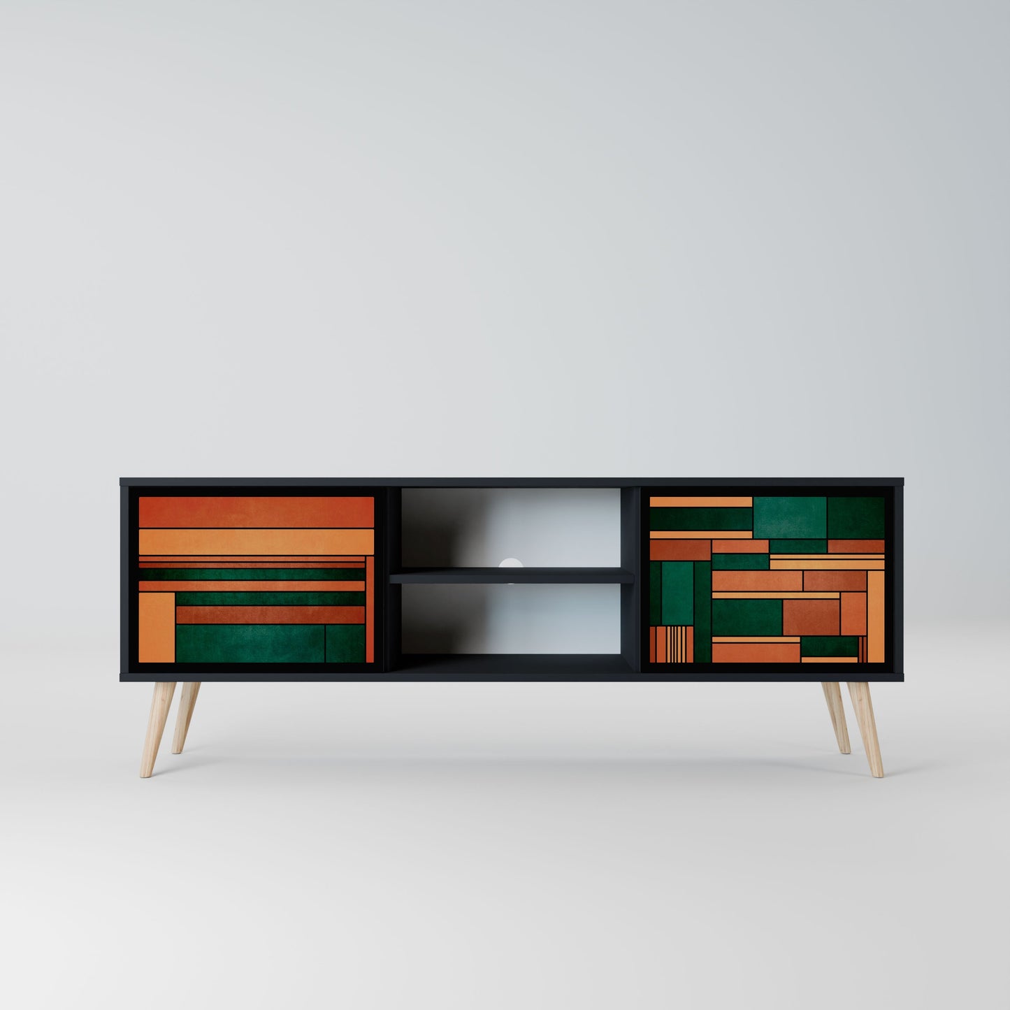 EARTHY FIGURES Mobile TV a 2 ante con finitura nera