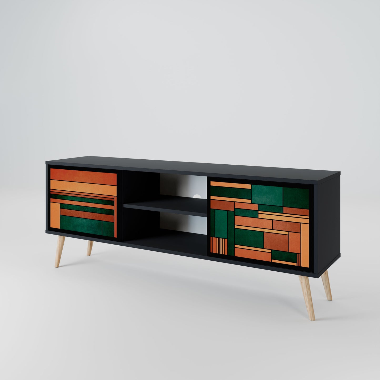 EARTHY FIGURES Mobile TV a 2 ante con finitura nera