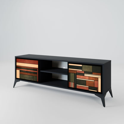 FIGURES OF NATURE 2-Door TV Stand in Black Finish