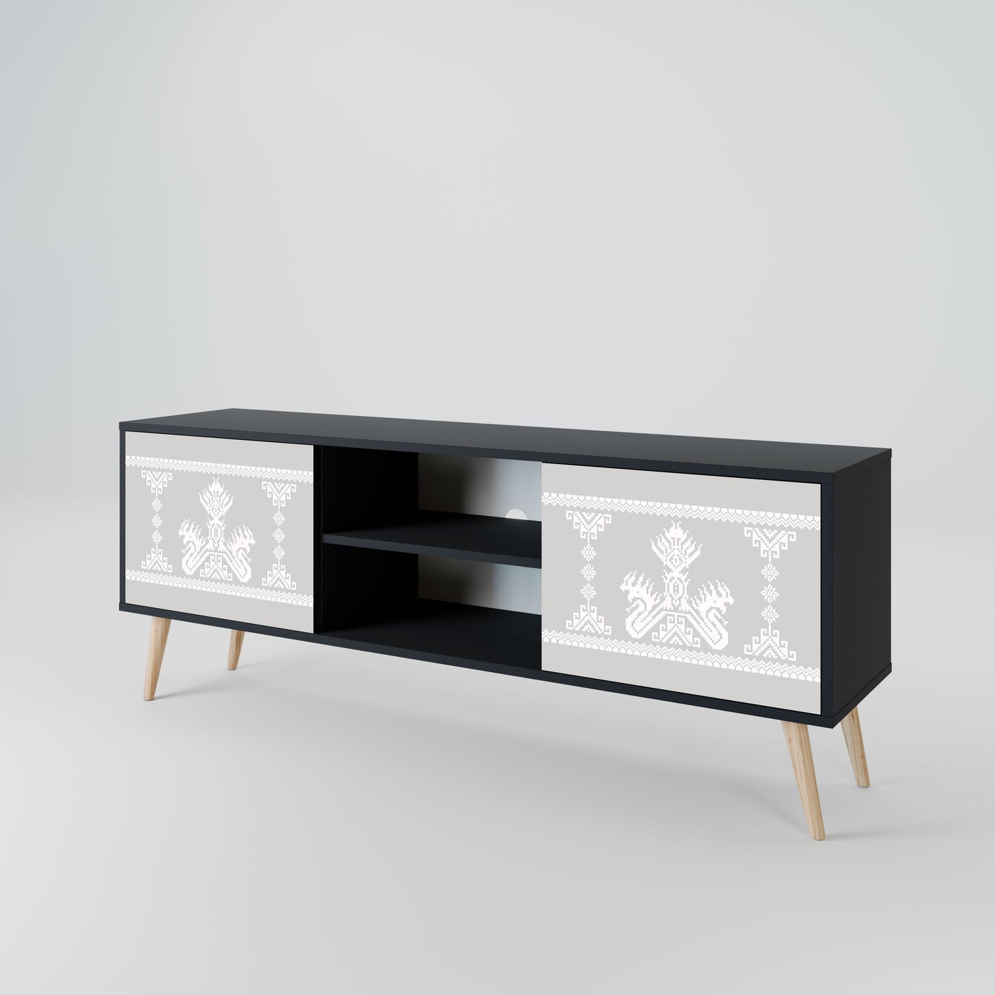 Mobile TV THAI GRAY a 2 ante con finitura nera