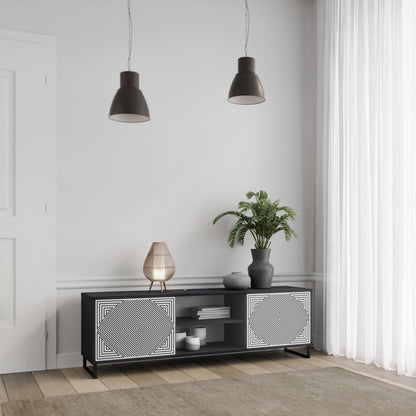 POLYGON ILLUSION 2-Door TV Stand in Black Finish