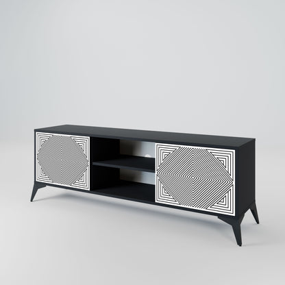 POLYGON ILLUSION 2-Door TV Stand in Black Finish