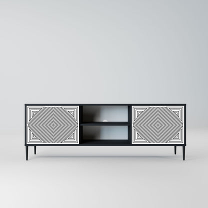 POLYGON ILLUSION 2-Door TV Stand in Black Finish