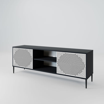 POLYGON ILLUSION 2-Door TV Stand in Black Finish