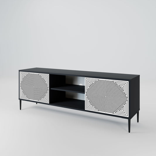 POLYGON ILLUSION 2-Door TV Stand in Black Finish