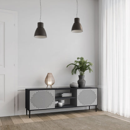 POLYGON ILLUSION 2-Door TV Stand in Black Finish