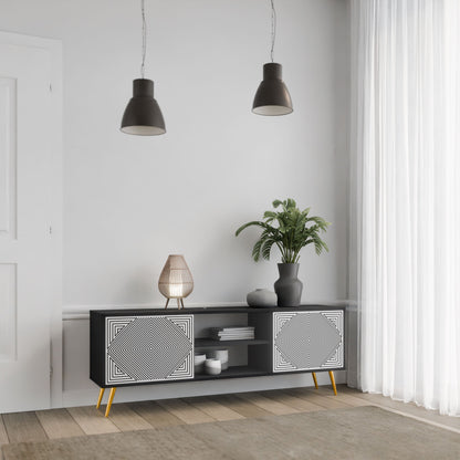 POLYGON ILLUSION 2-Door TV Stand in Black Finish