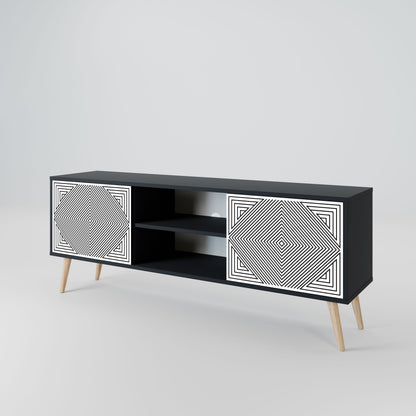 POLYGON ILLUSION 2-Door TV Stand in Black Finish
