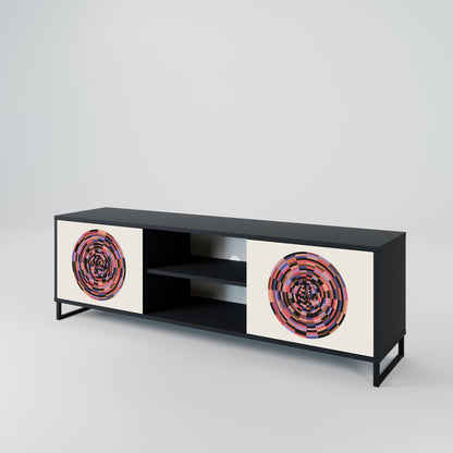 Mobile TV BROWN CIRCLES a 2 ante con finitura nera