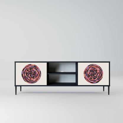 Mobile TV BROWN CIRCLES a 2 ante con finitura nera