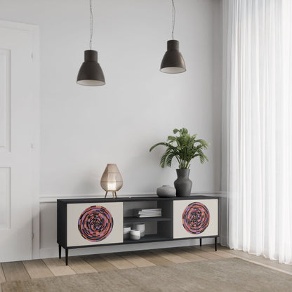 Mobile TV BROWN CIRCLES a 2 ante con finitura nera