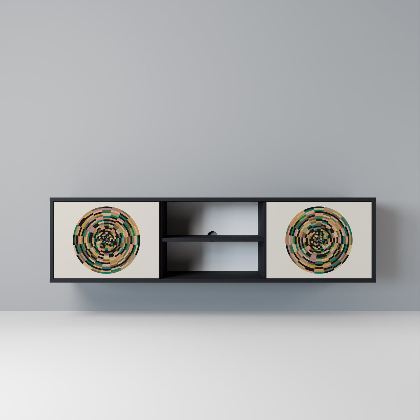 GREEN CIRCLES Mobile TV a 2 Ante in Finitura Nera