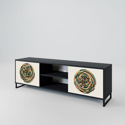 GREEN CIRCLES 2-Door TV Stand in Black Finish