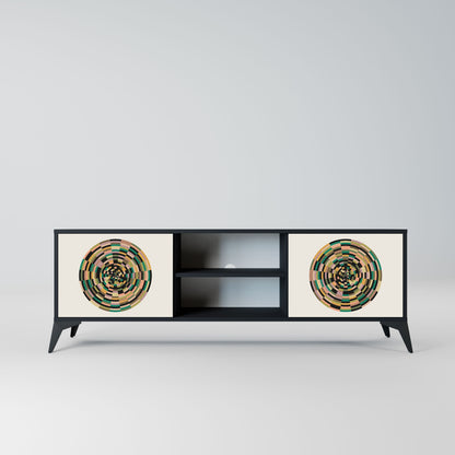 GREEN CIRCLES 2-Door TV Stand in Black Finish