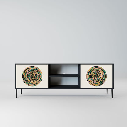 GREEN CIRCLES 2-Door TV Stand in Black Finish