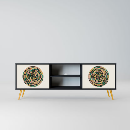 GREEN CIRCLES 2-Door TV Stand in Black Finish