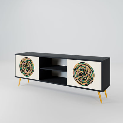 GREEN CIRCLES 2-Door TV Stand in Black Finish