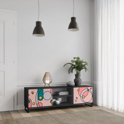 GOSSAMER ECHOES 2-Door TV Stand in Black Finish