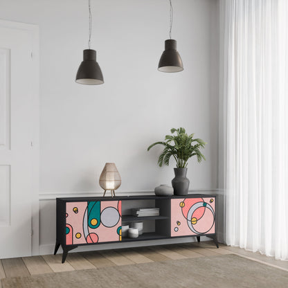 GOSSAMER ECHOES 2-Door TV Stand in Black Finish
