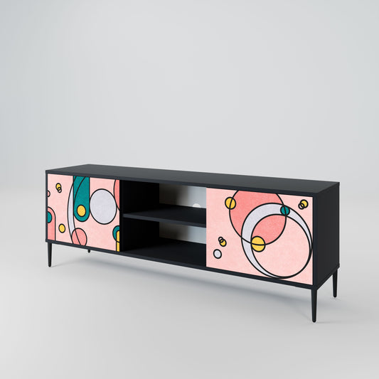 GOSSAMER ECHOES 2-Door TV Stand in Black Finish