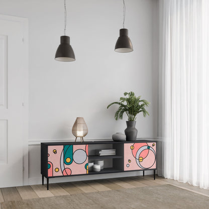 GOSSAMER ECHOES 2-Door TV Stand in Black Finish