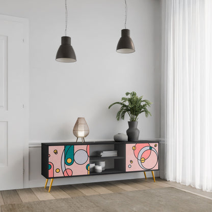 GOSSAMER ECHOES 2-Door TV Stand in Black Finish