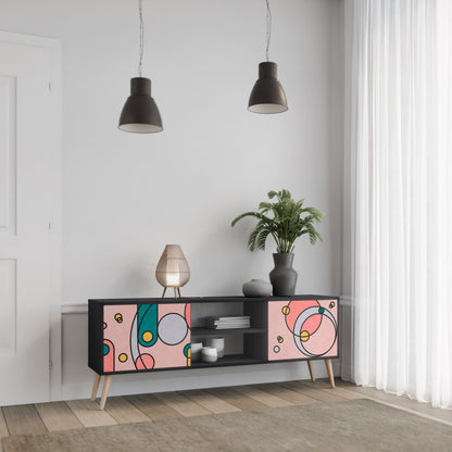 GOSSAMER ECHOES 2-Door TV Stand in Black Finish
